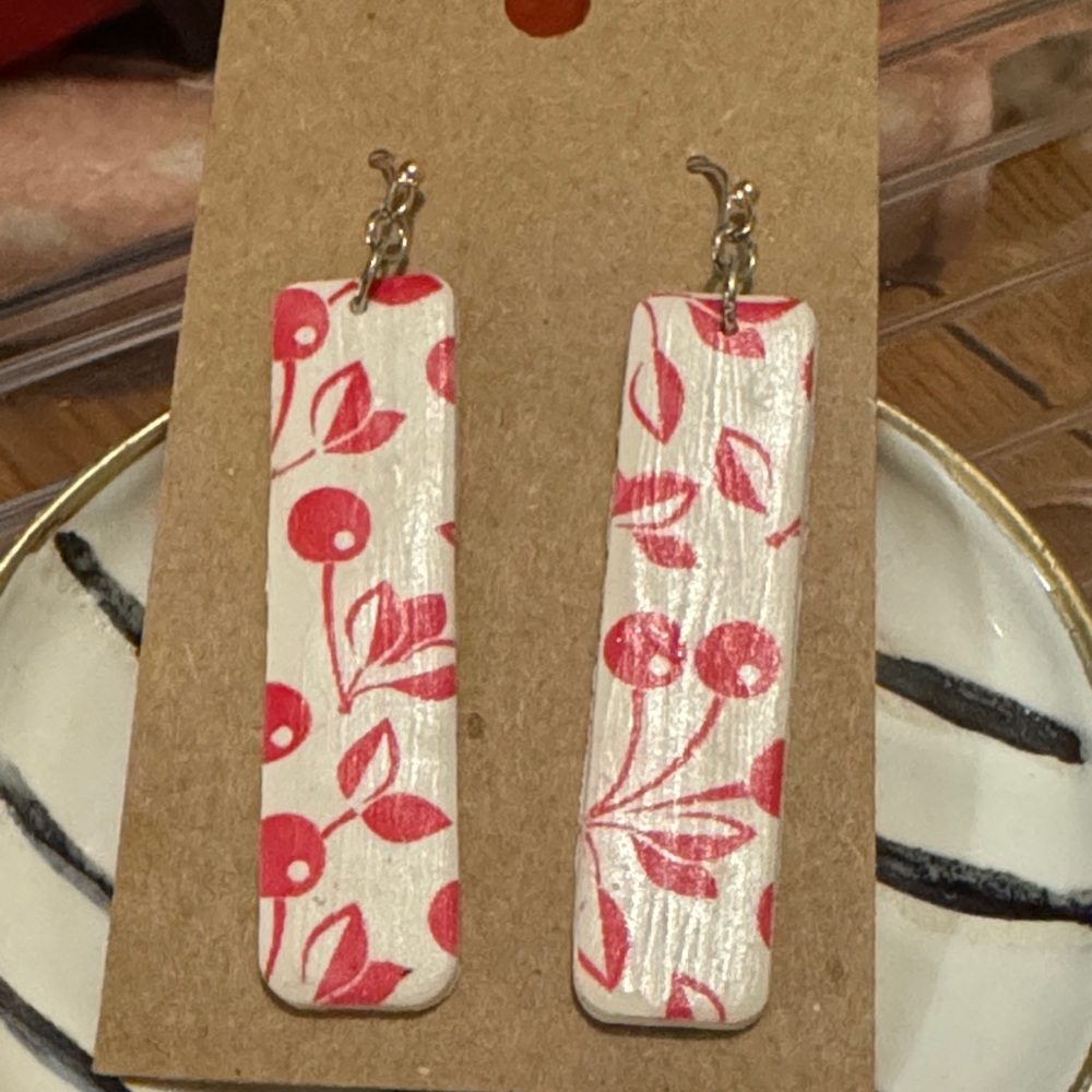 Cherry 🍒 Red and White Earrings